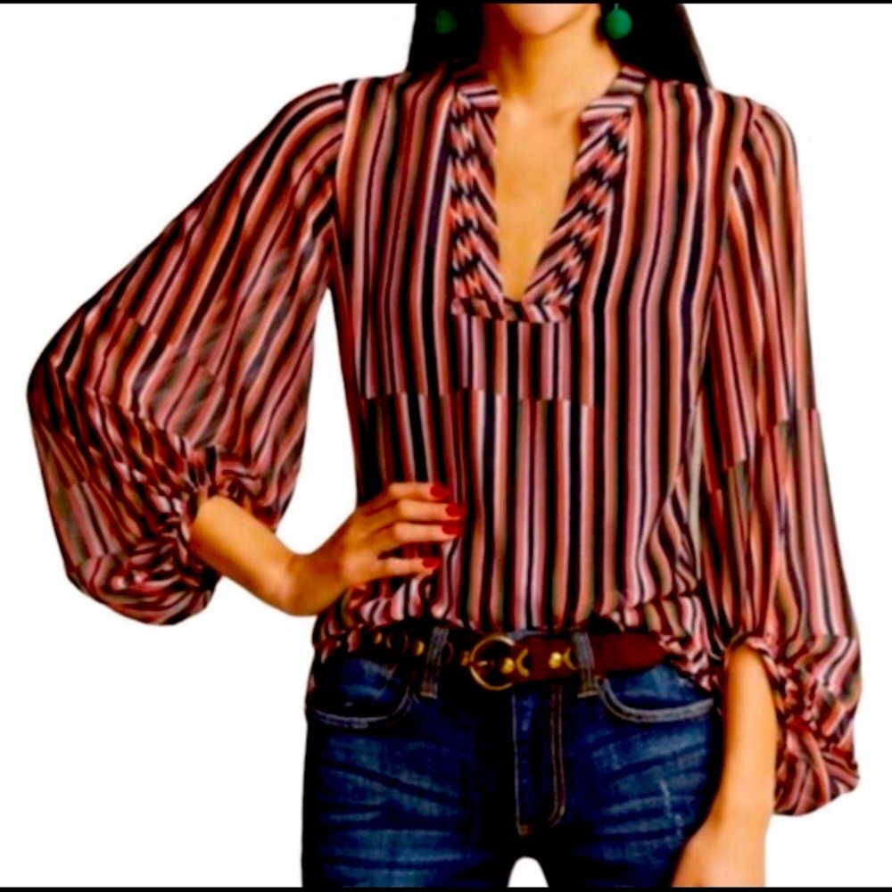 CABI | The Ultimate striped balloon sleeve blouse